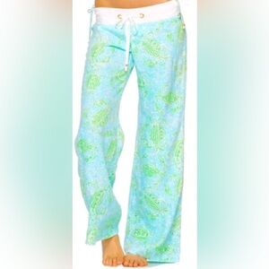 Lilly Pulitzer The Beach Pants‎ Crab Print Wide Leg Linen Size XS